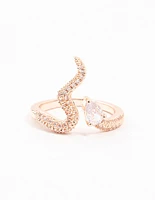 Rose Gold Pave Crystal Snake Ring