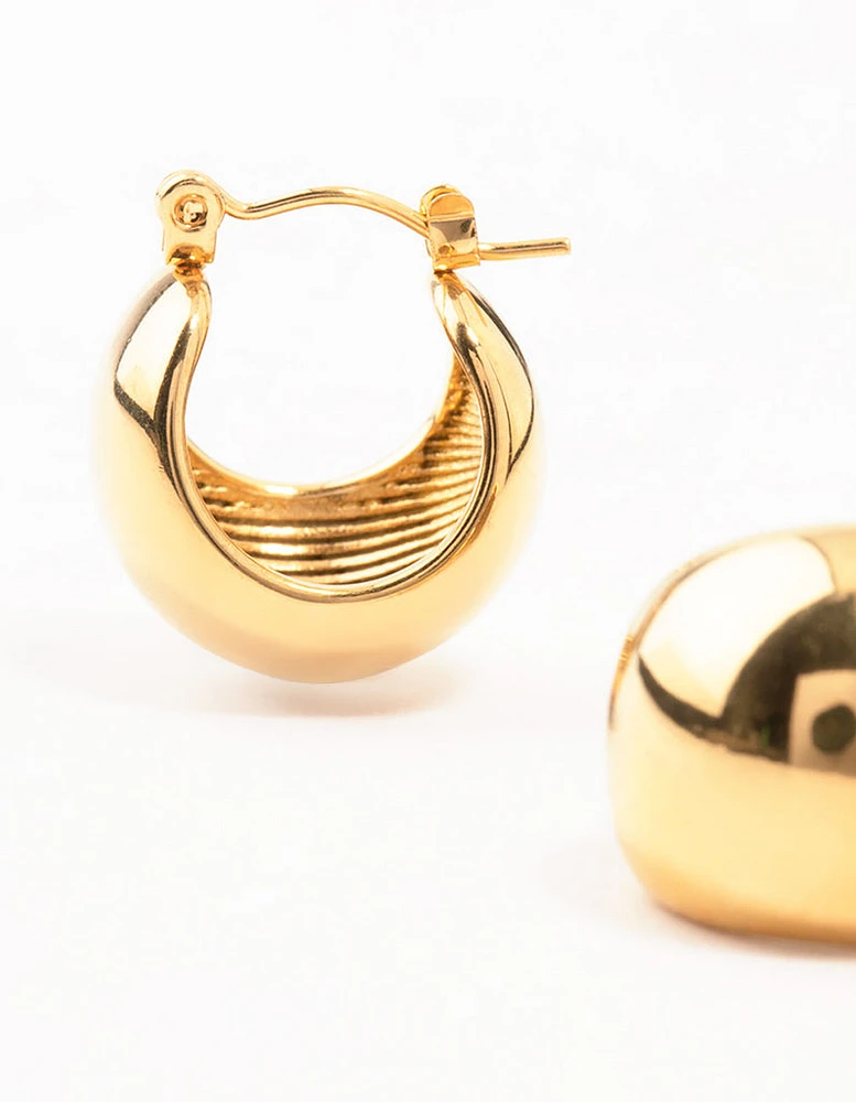 Waterproof Gold Plated Stainless Steel Bubble Hoop Earrings