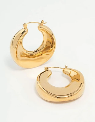 Waterproof Gold Plated Stainless Steel Large Hoop Earrings