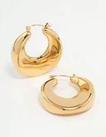 Waterproof Gold Plated Stainless Steel Large Hoop Earrings