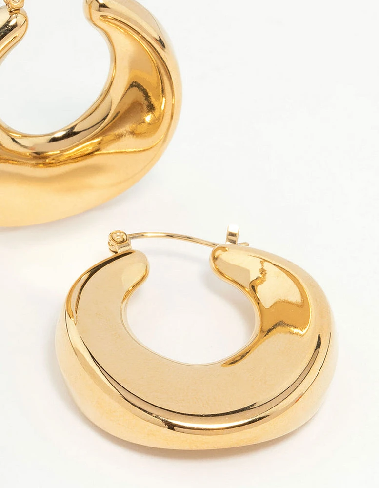 Waterproof Gold Plated Stainless Steel Large Hoop Earrings