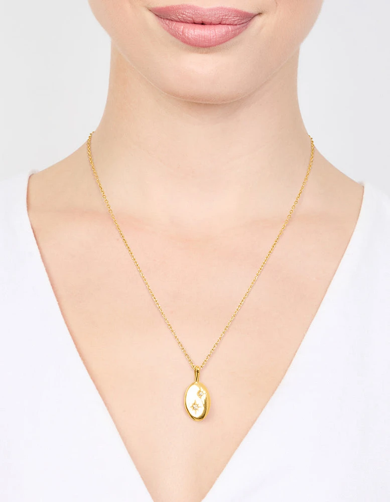 Waterproof Gold Plated Stainless Steel Crystal Star Pendant Necklace