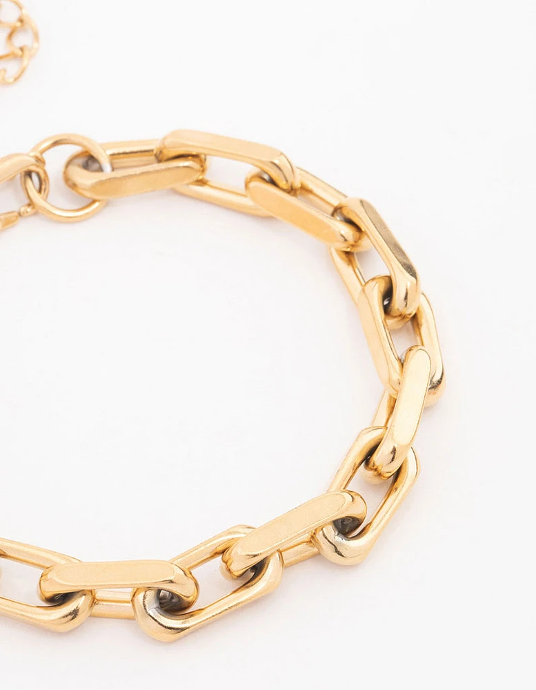 Waterproof Gold Plated Stainless Steel Link Chain Bracelet