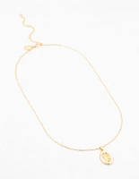 Gold Plated Pearlescent Mary Necklace