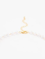 Gold Plated Pearl Baroque Cross Necklace