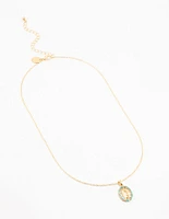 Gold Plated Blue Diamante Edge Mary Necklace