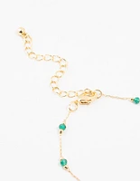 Gold Plated Green Beaded Mary Bracelet