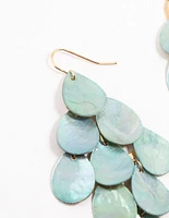 Blue Genuine Shell  Layered Drop Earrings