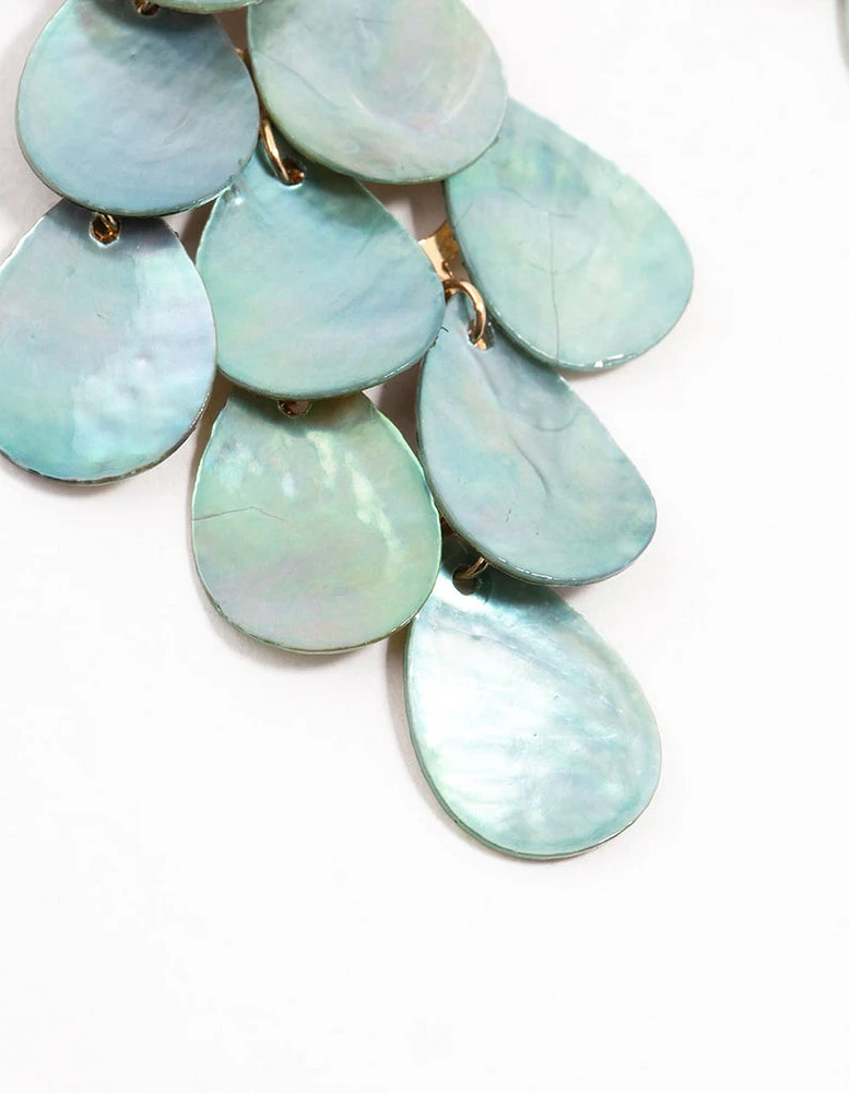 Blue Genuine Shell  Layered Drop Earrings