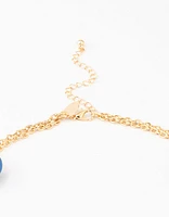 Gold & Blue Straw Beads Necklace