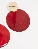 Red Circle Drop Earrings