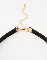 Gold & Black  Pave Diamante Heart Choker