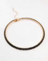 Gold Black Diamante Wrapped Stretch Choker