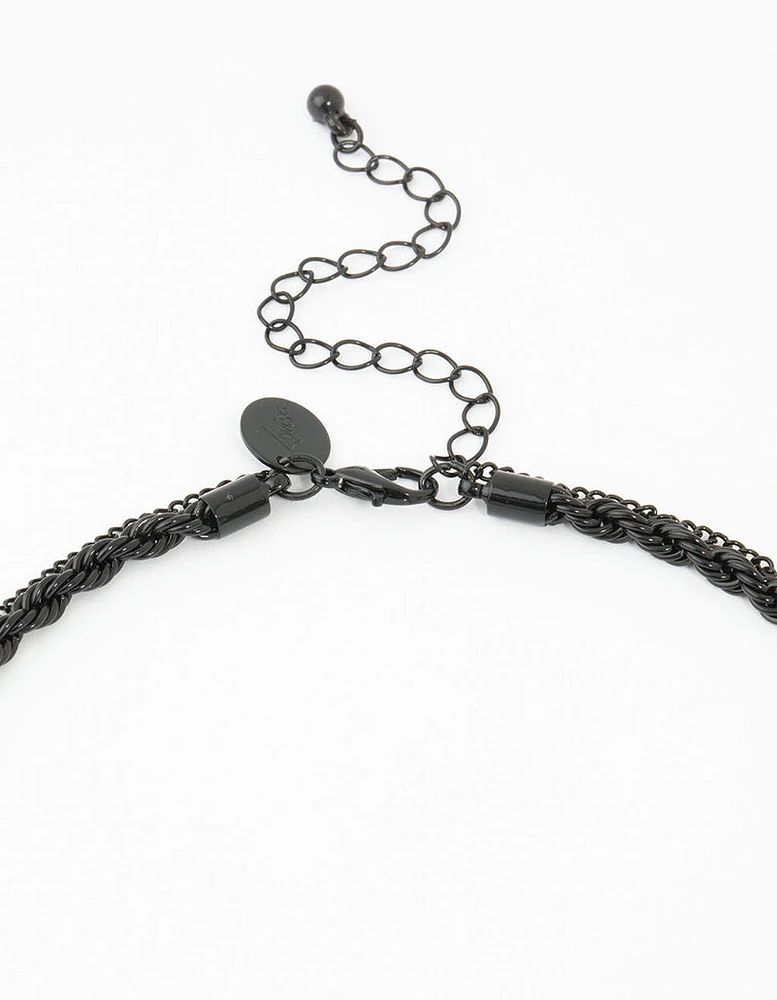 Coated Cross Rope Layered Necklace