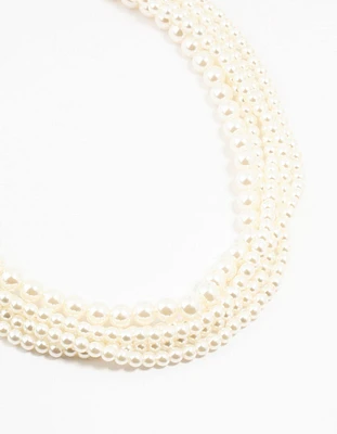 Beaded Multi Sized Pearls Layered Necklace