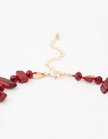 Red Beaded Layered Necklace