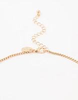 Gold Halo Red Diamante Y-Necklace