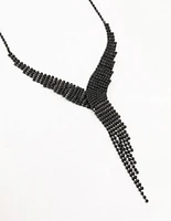 Black Coated Cup Chain Cascading Y-Necklace