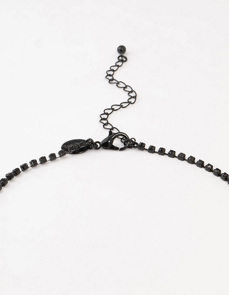 Black Coated Cup Chain Cascading Y-Necklace