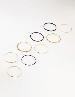 Gold Diamante Thin & Thick Bangles 9-Pack