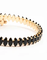 Gold & Black Diamante Stretched Wrapped Wrist Cuff