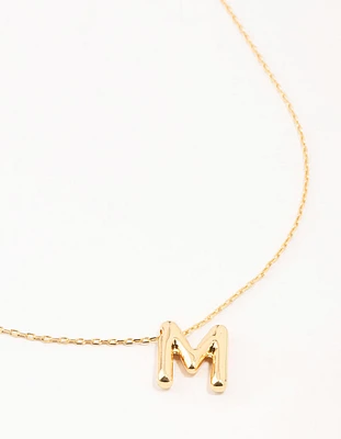 Gold Plated Bubble Letter M Necklace