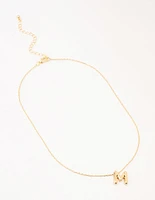 Gold Plated Bubble Letter M Necklace