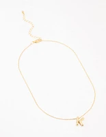 Gold Plated Bubble Letter K Necklace