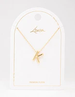 Gold Plated Bubble Letter K Necklace