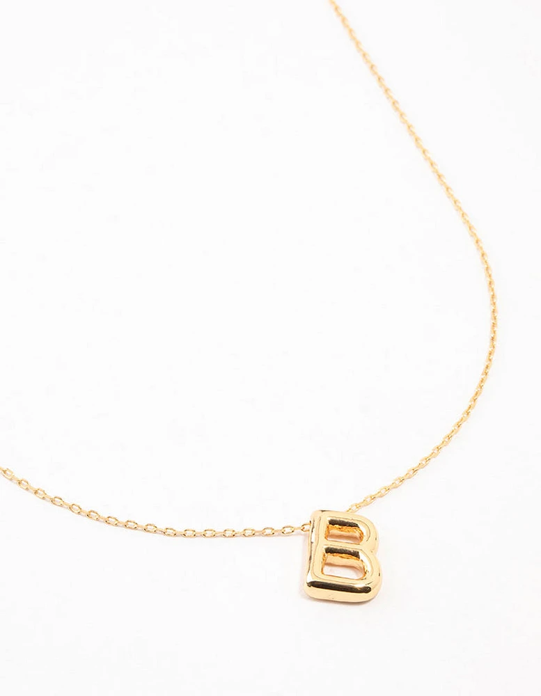 Gold Plated Bubble Letter B Necklace