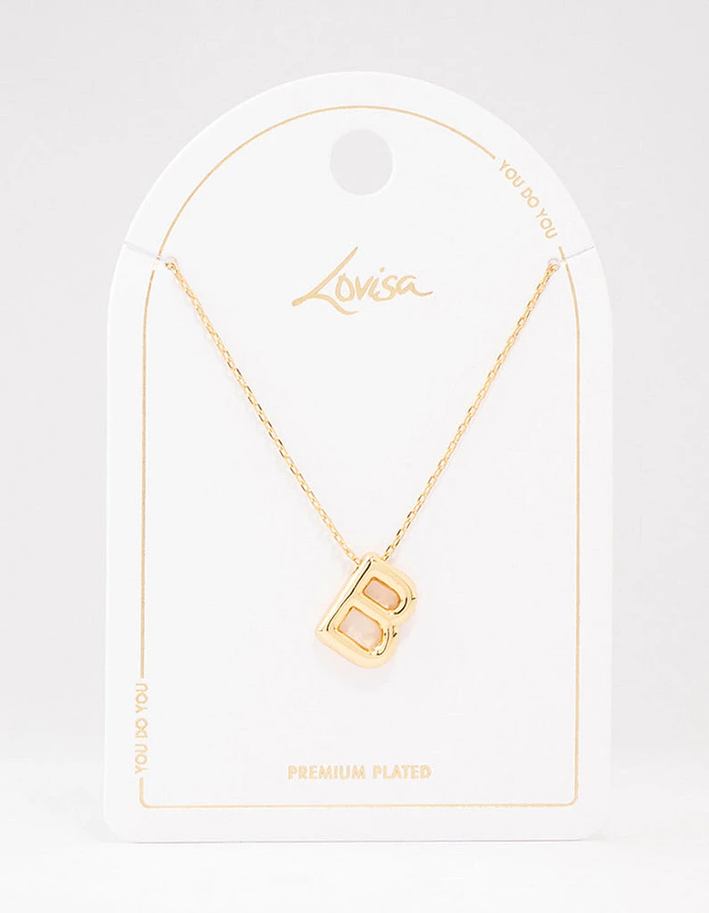 Gold Plated Bubble Letter B Necklace