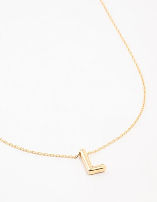 Gold Plated Bubble Letter L Necklace