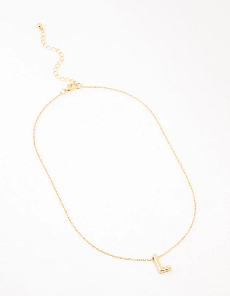 Gold Plated Bubble Letter L Necklace