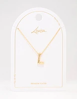 Gold Plated Bubble Letter L Necklace