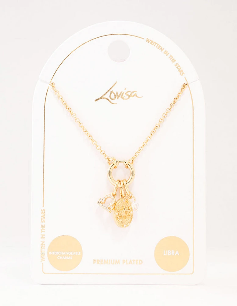 Gold Plated Libra Charm Necklace