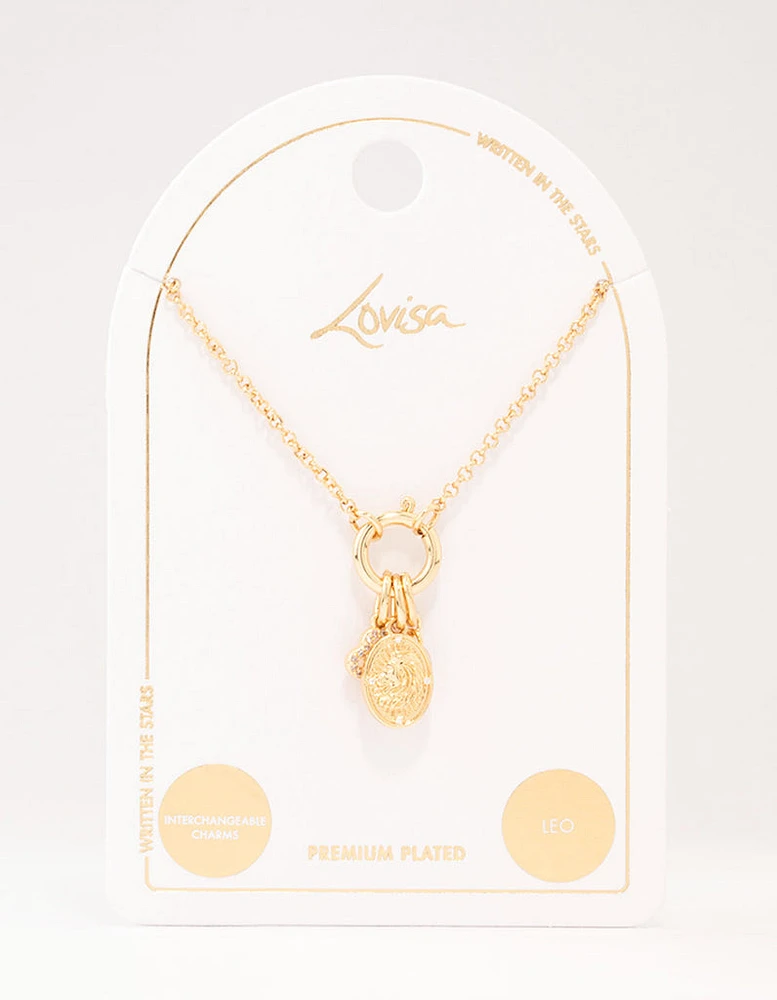 Gold Plated Leo Charm Necklace