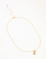 Gold Plated Bubble Letter E Necklace