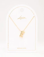 Gold Plated Bubble Letter E Necklace