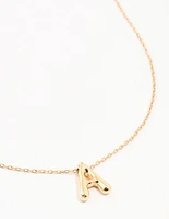 Gold Plated Bubble Letter A Necklace