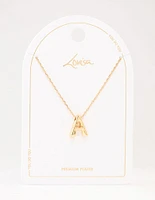 Gold Plated Bubble Letter A Necklace