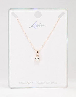 Rose Gold Czech Bohemia Crystal Solitaire Necklace