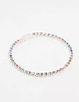 Multicoloured Czech Bohemia Crystal Silver Fine Cup Chain Clasp Bracelet