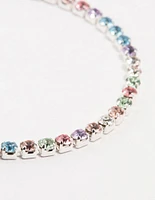 Multicoloured Czech Bohemia Crystal Silver Fine Cup Chain Clasp Bracelet