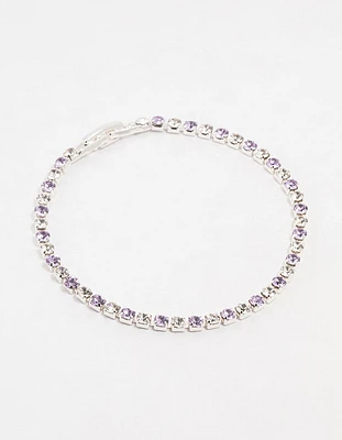 Purple Czech Bohemia Crystal Silver Tennis Bracelet