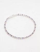 Purple Czech Bohemia Crystal Silver Tennis Bracelet