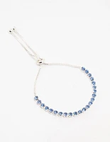 Silver Blue Czech Bohemia Crystal Cup Chain Toggle Bracelet