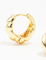 Gold Plated Textured Hoop Earrings