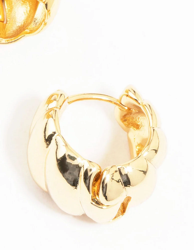 Gold Plated Textured Hoop Earrings