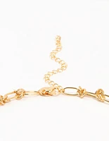 Gold Plated Freshwater Pearl & Knotted Necklace