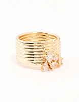 Gold Plated Crystal Mixed Cluster Spiral Ring